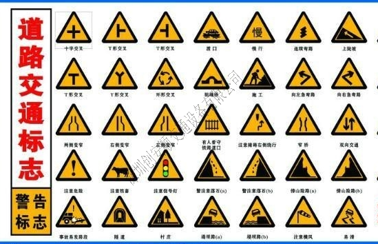 黄底交通标志图片